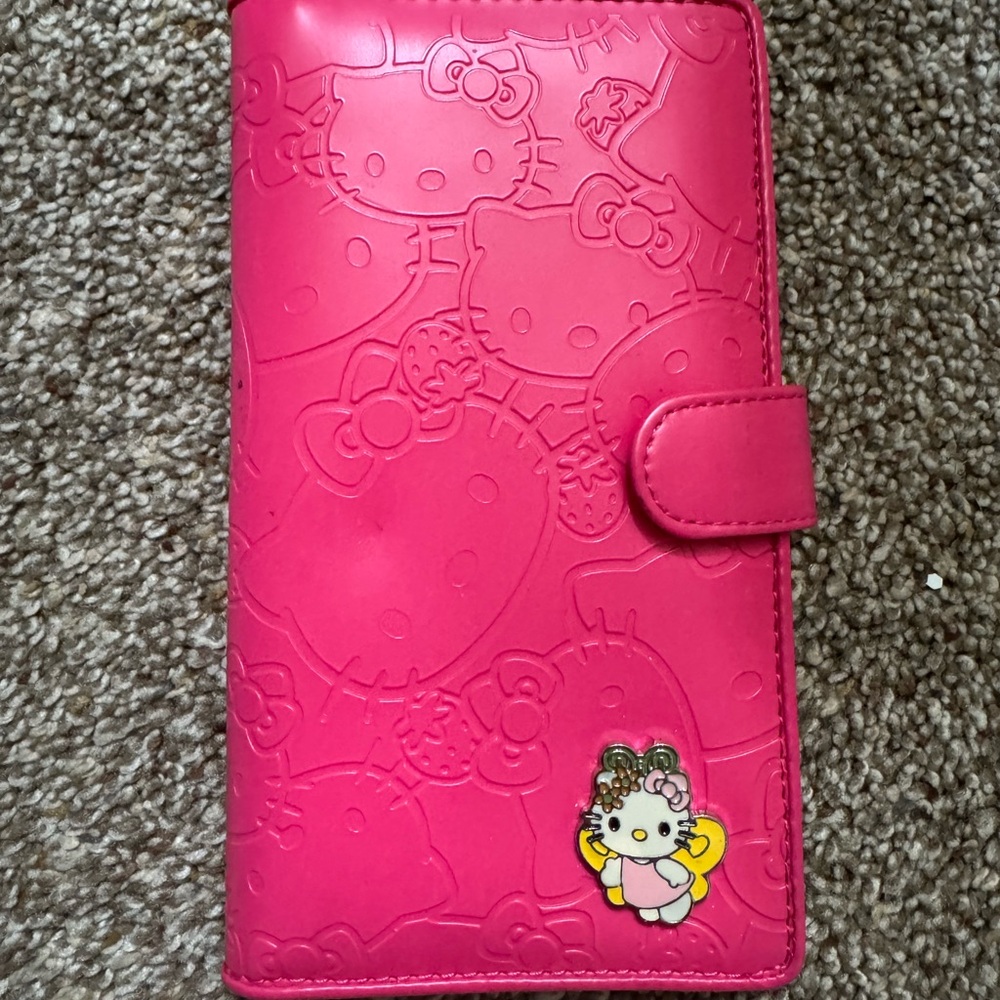 NWOT Hello Kitty Hot Pink Embossed Wallet with Enamel Charm